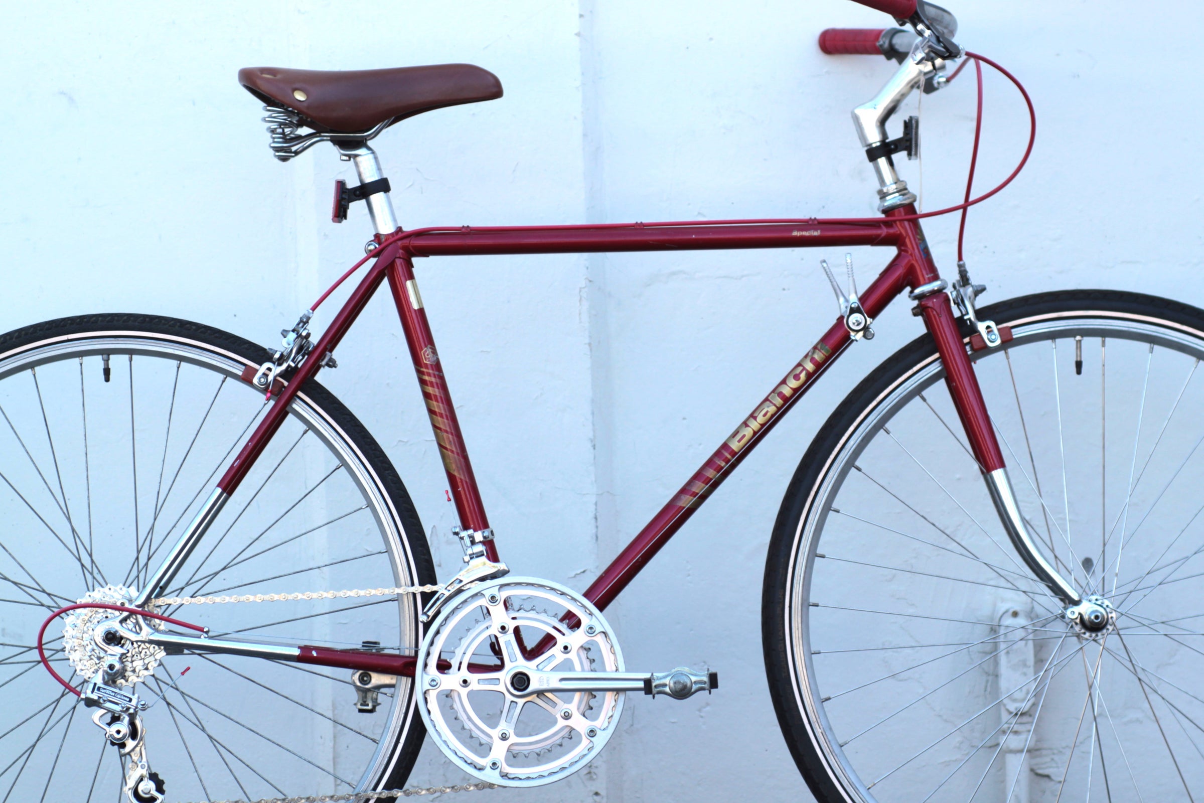 bianchi bicycle red - Classic Road Bike mudguard and bag mounts Bianchi regina 1992 used