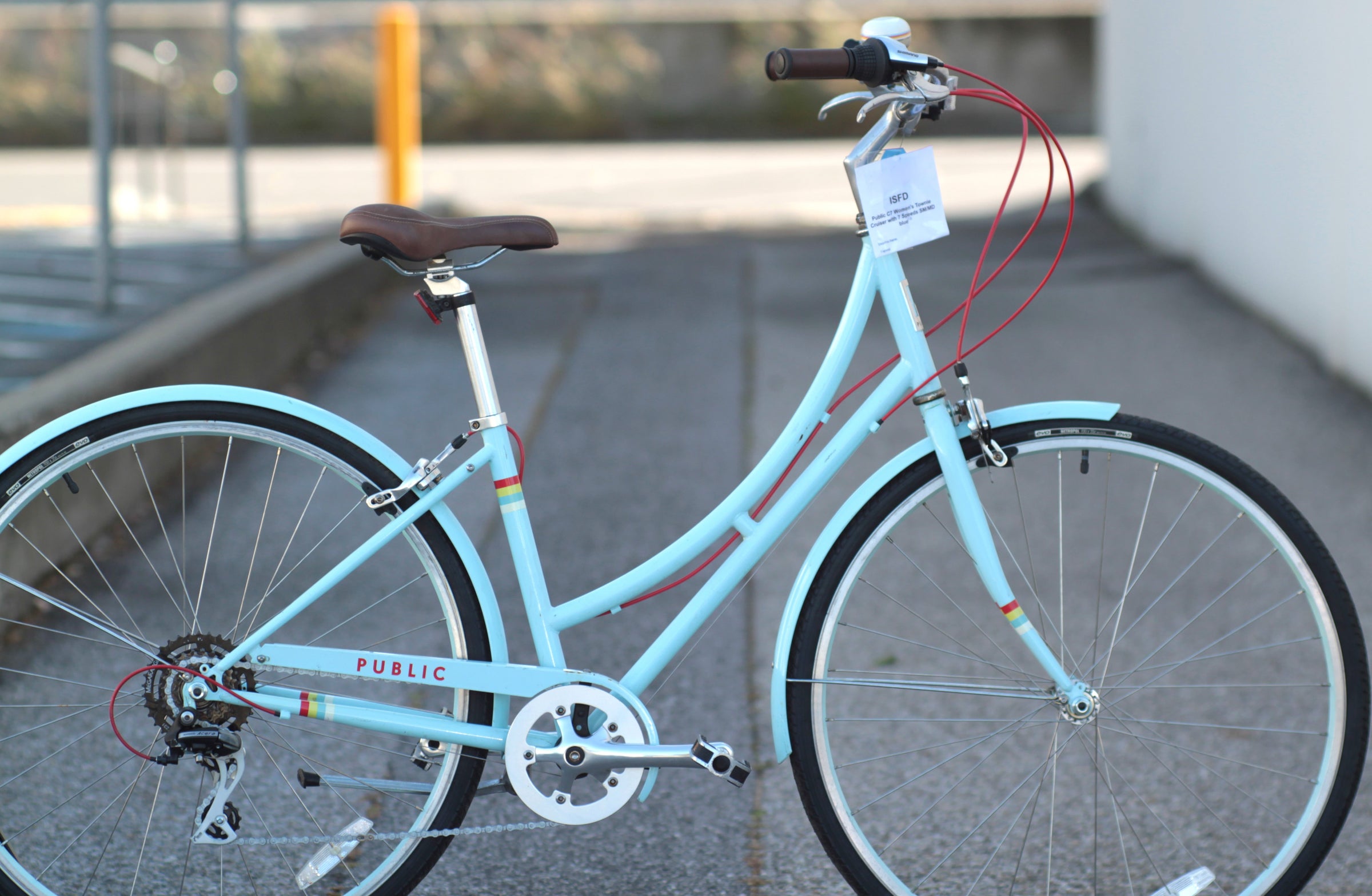 シティサイクル　Blue Public C7 Step-Thru Townie Cruiser with 7 Speeds SM/MD blue - ISFD