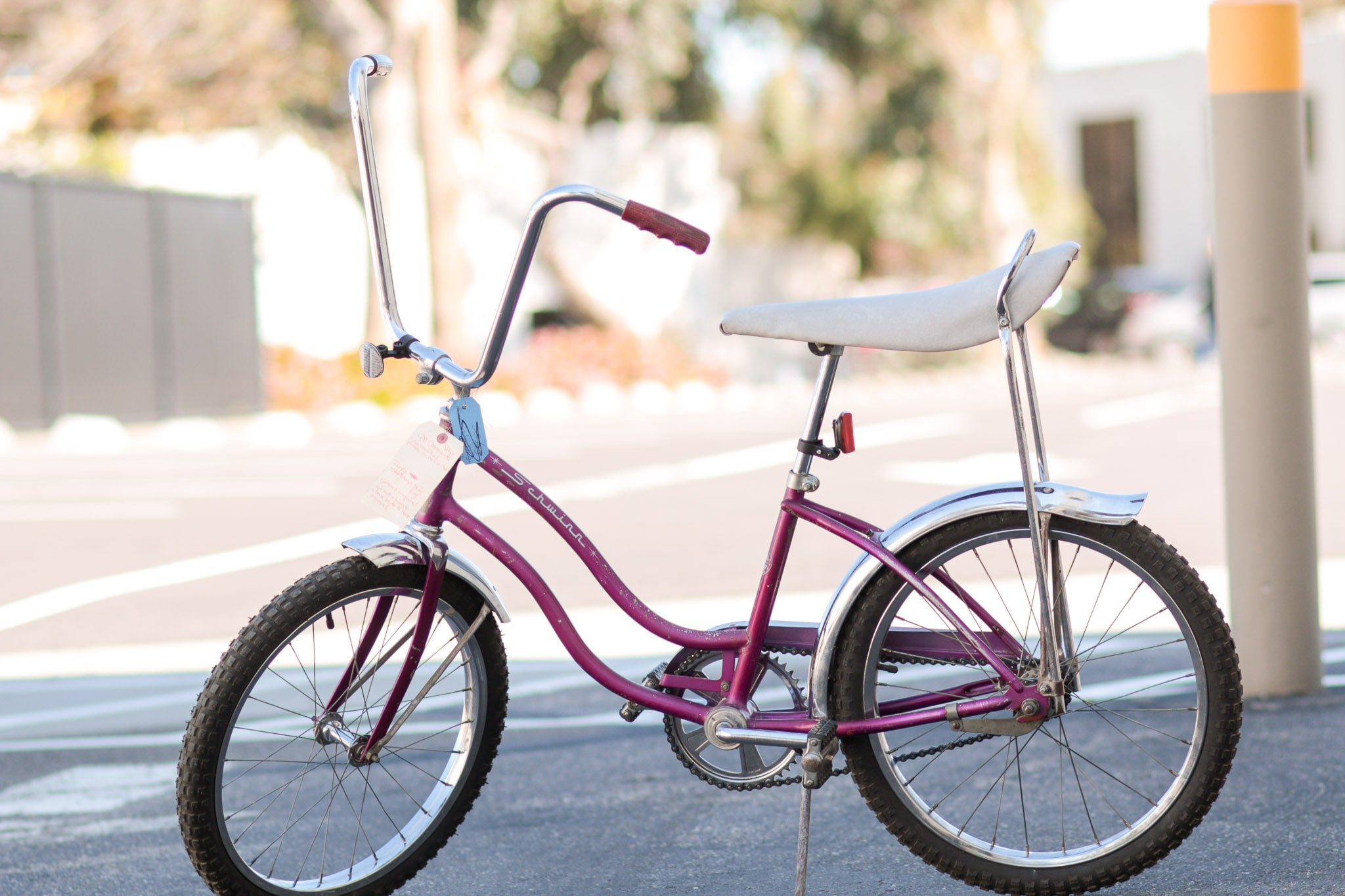 Schwinn Stingray Fair Lady Violet April 1969 Vintage Girls Bike purple -  FQII | Used Bikes for Sale - Silicon Valley Bicycle Exchange - Bay Area