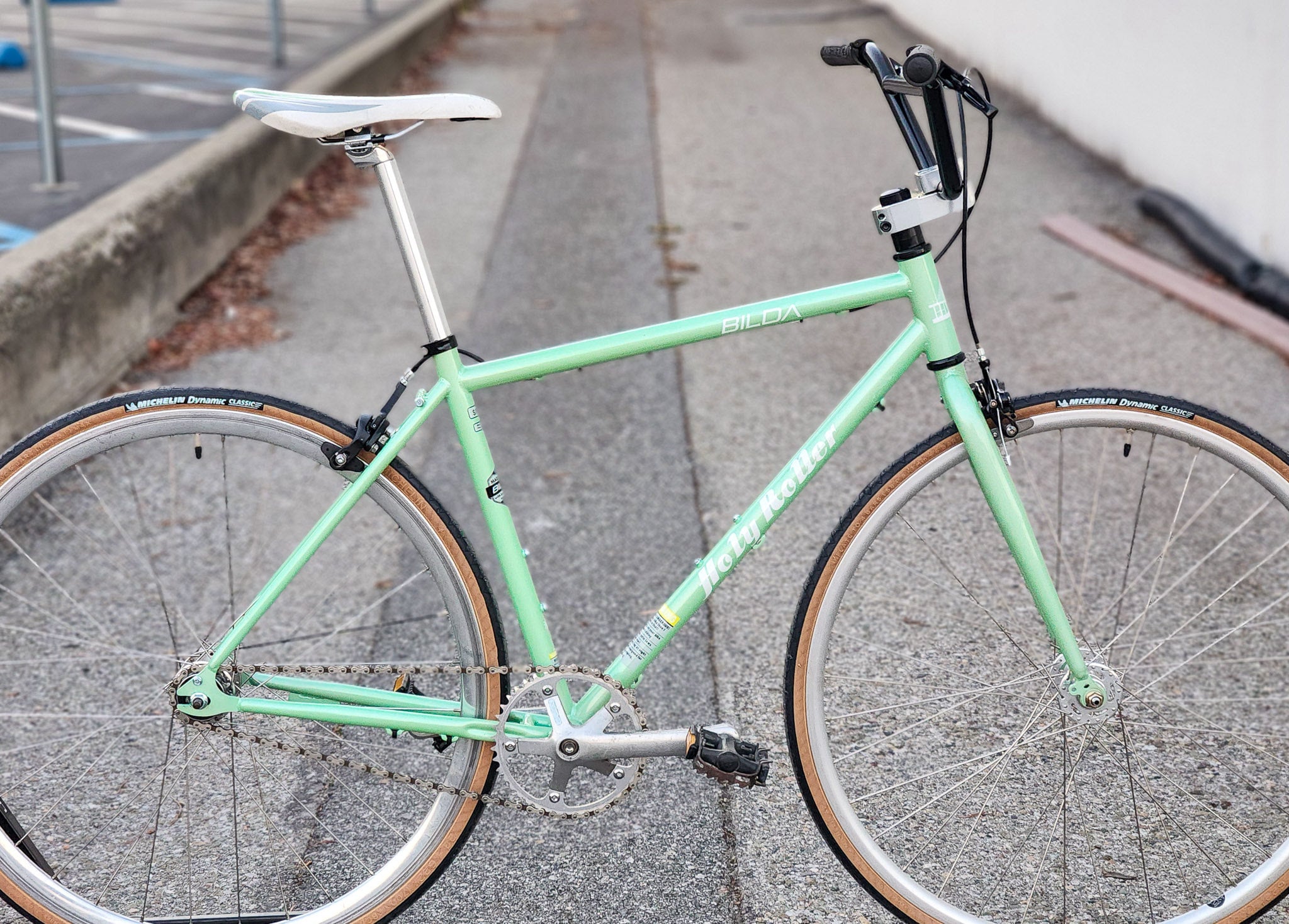 Bilda Holy Roller BMX Style Cruiser Singlespeed Fixie New Frame and Fork Small green OONJ Used Bikes for Sale Silicon Valley Bicycle Exchange Bay Area