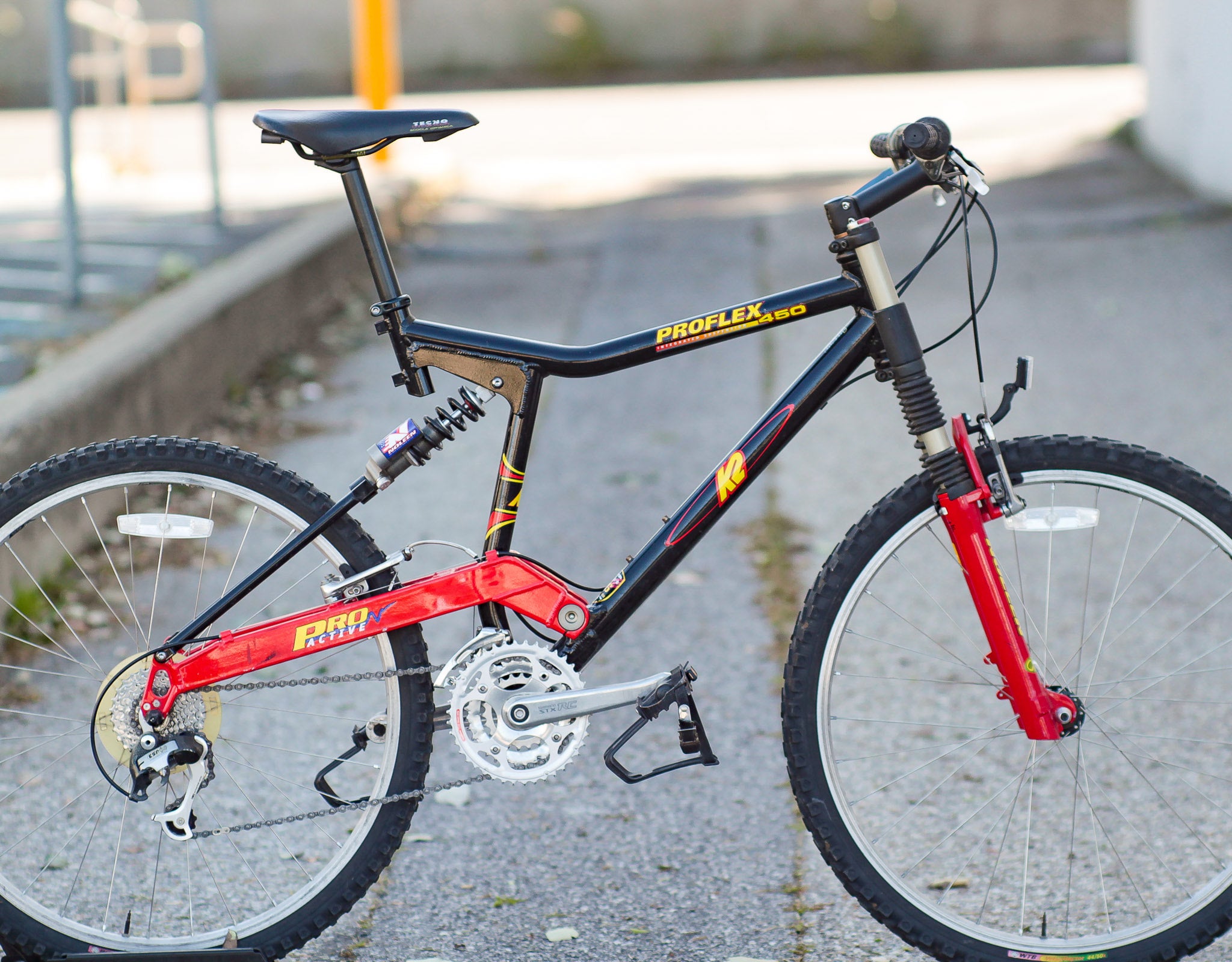 K2 Proflex 450 Vintage Full Suspension Mountain Bike AS IS black yellow XWUG Used Bikes for Sale Silicon Valley Bicycle Exchange Bay Area