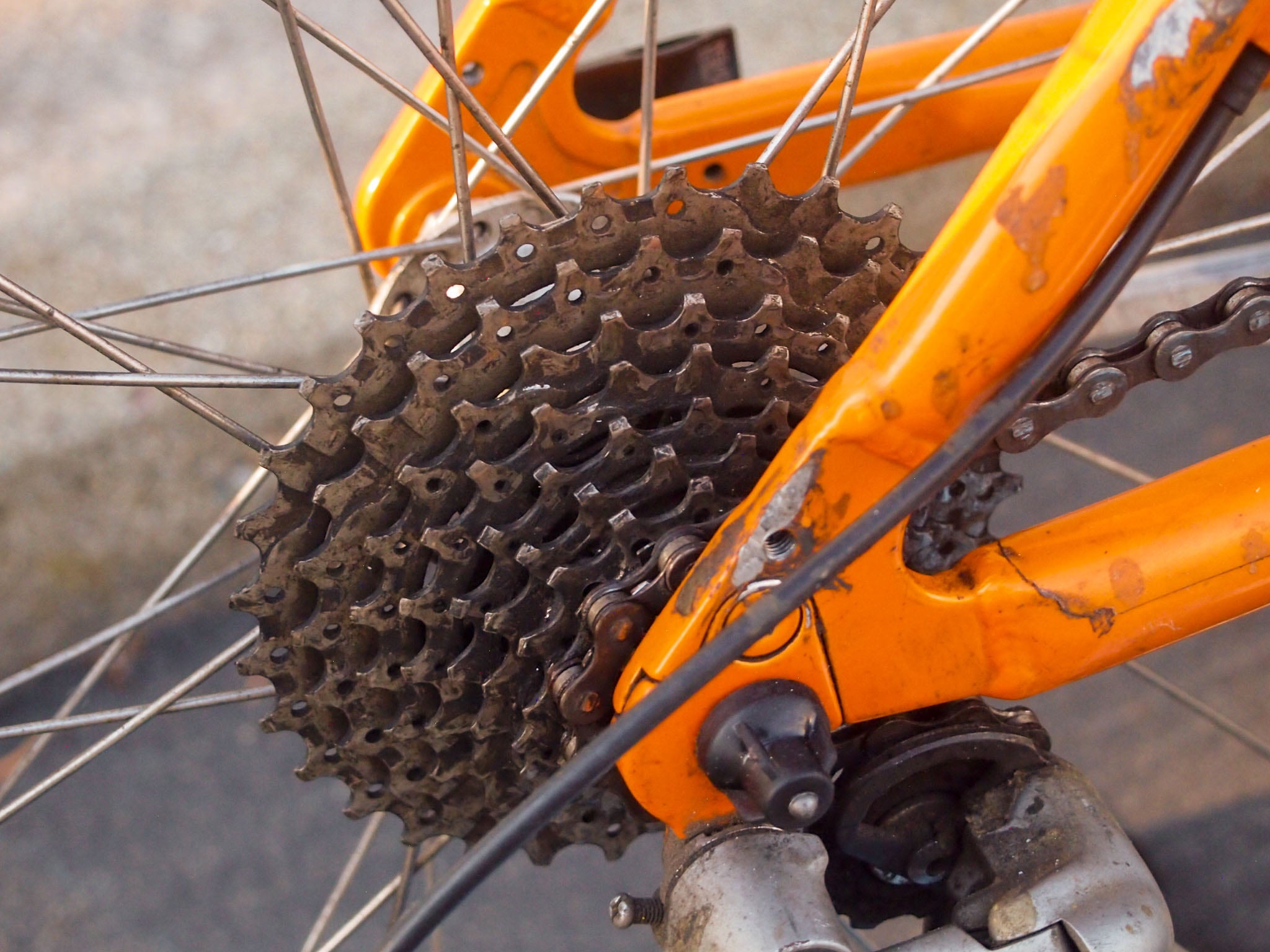 Orange mountain bike chain top