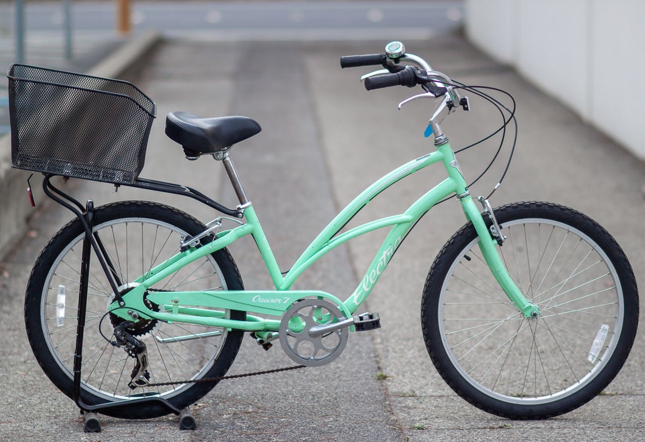 Electra Cruiser 7 24 Step Thru with rear rack and basket Light Green Used Bikes for Sale Silicon Valley Bicycle Exchange Bay Area